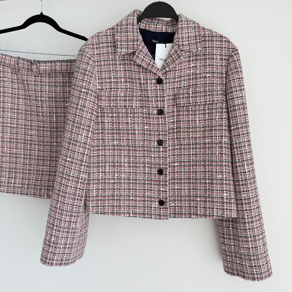 Theory Tweed Blazer Skirt Suit Set 12 & 14 Quiet Luxury Elegant Old Money Blair - Picture 2 of 9